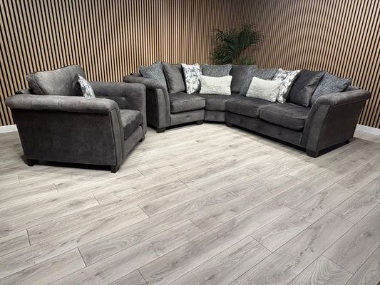 Furniture Village Aura Classic Back LHF Corner Sofa + Armchair, RRP £4840