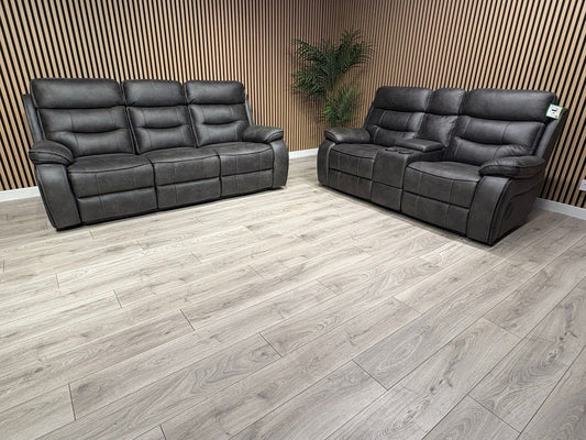DFS Vinson Fabric 3+2 Seater Power Recliner Sofa Set + Console  - RRP £3899