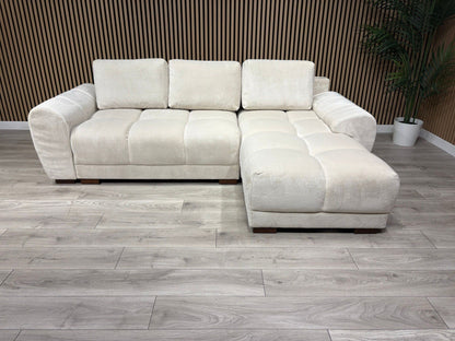 AZZURO Premium Fabric Corner Chaise Sofa Bed with Storage, Cream - RRP £1,799