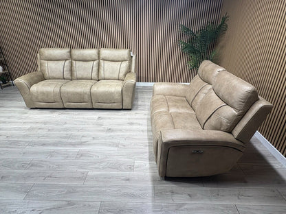 DFS 3 Seater + 2 Seater Fabric Power Recliner Sofa Set - RRP £3698