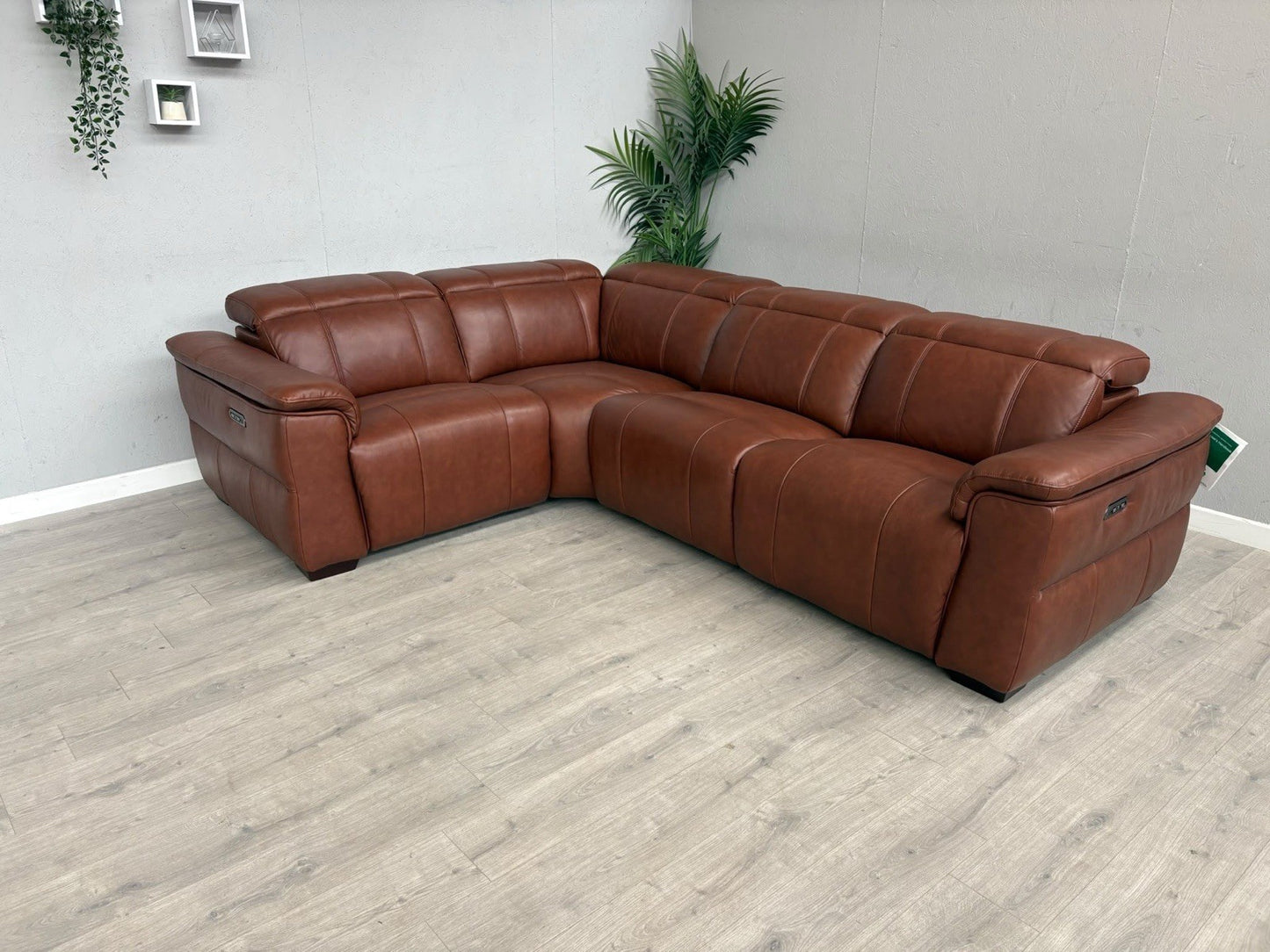 F.V Inca Leather Power Recliner Corner Sofa + Power Headrests - RRP £4095