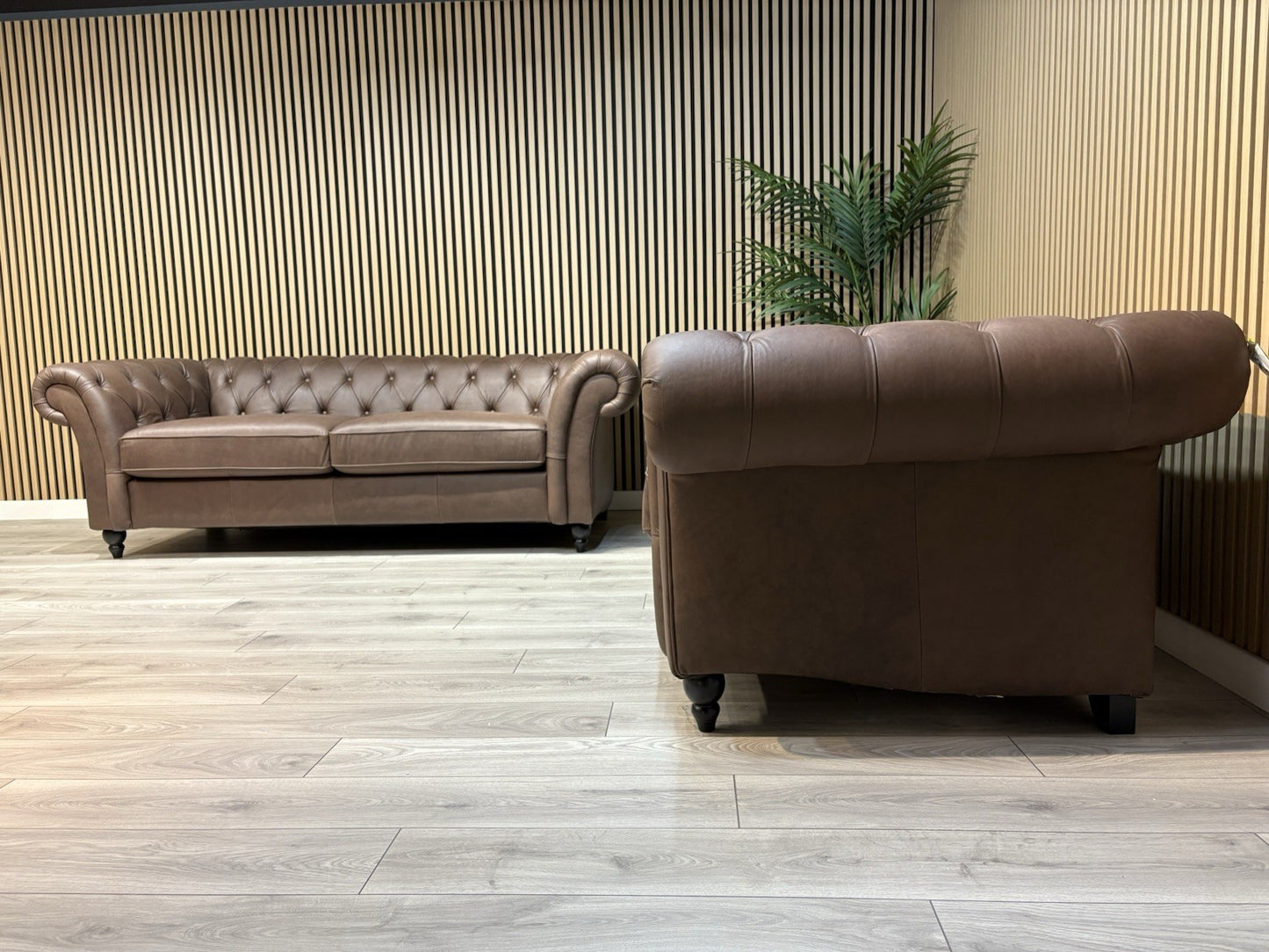 Next GOSFORD Leather Chesterfield Large 3 Seater + 2 Seater Sofa Set - RRP £5490