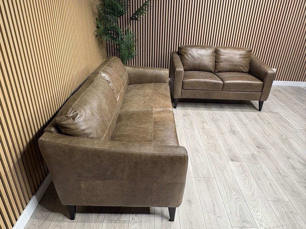 John Lewis BAILEY Style Leather 3 + 2 Seater Sofa Set, Chestnut - RRP £3978