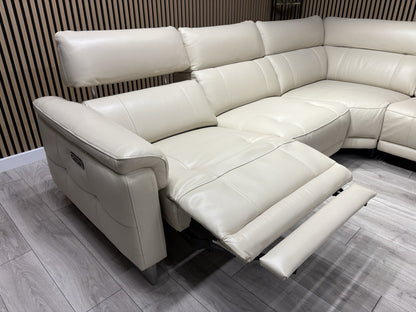 Furniture Village MOET Leather 2 Corner 2 Power Recliner Sofa + Stool RRP £5,390
