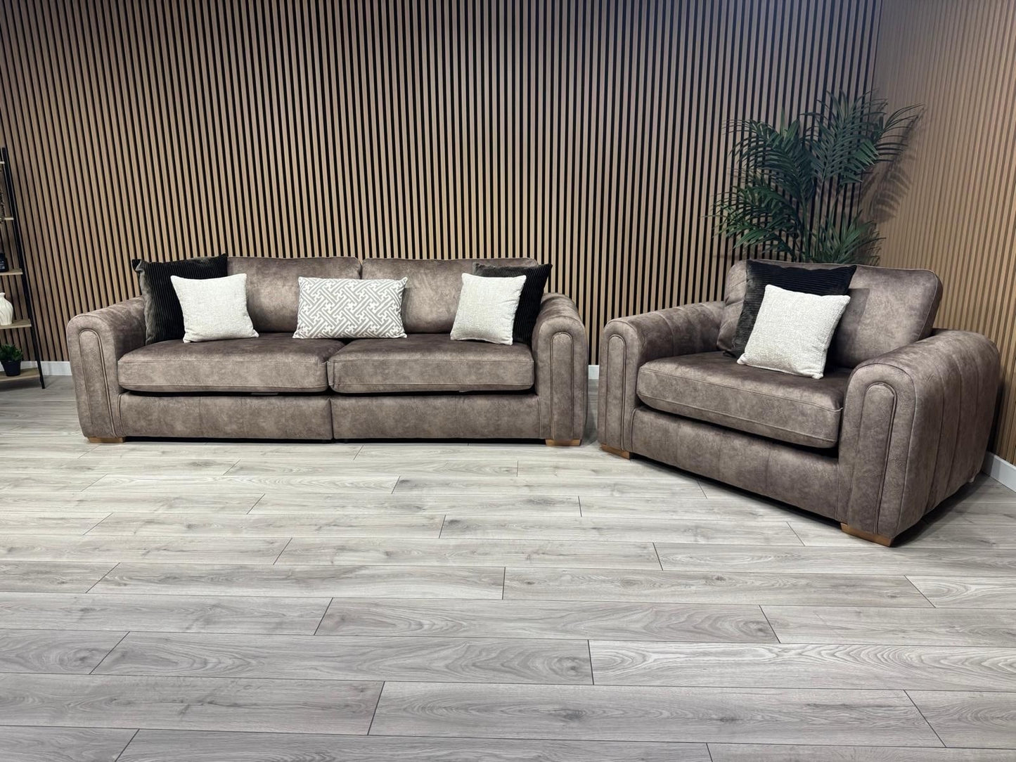 DEVINE Glamour Large Fabric 4 Seater Sofa + Love Chair Armchair - RRP £2,398