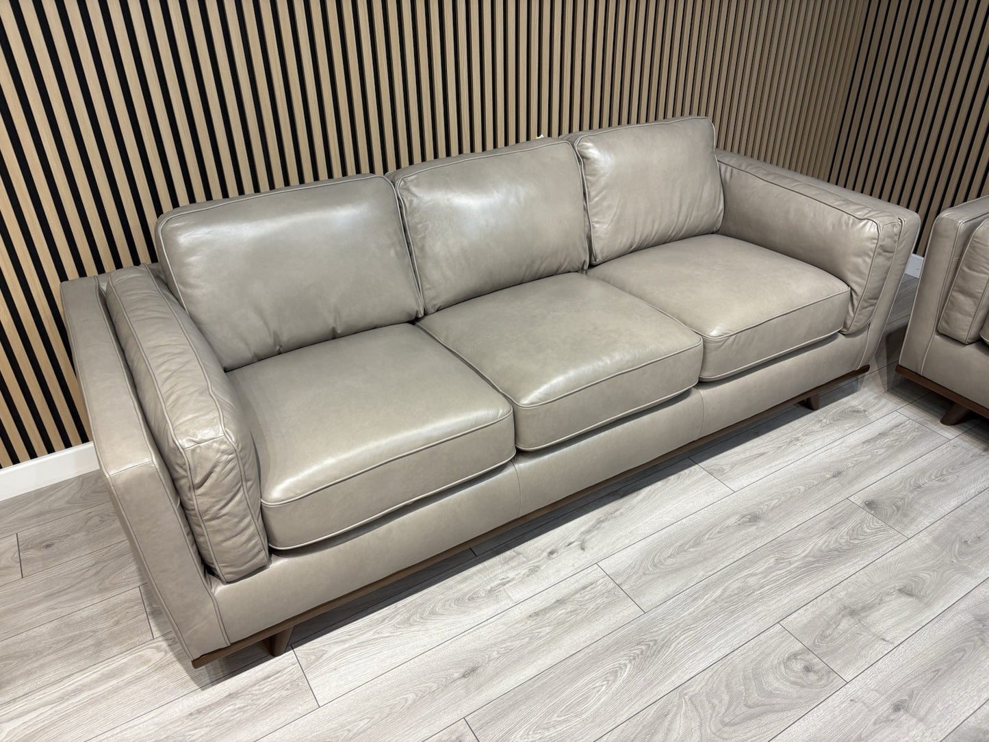John Lewis Sample VALENCIA Leather 3 Seater Sofa, Greige - RRP £2299
