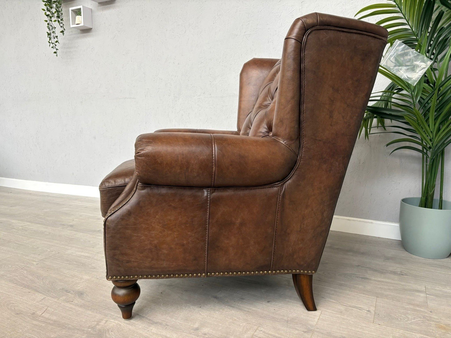 F. Village - At The Helm SHACKLETON Leather Chesterfield Wing Chair - RRP £1795