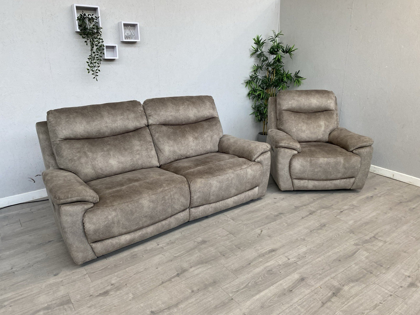 Furniture Village SLOANE Fabric 3 Seater Sofa + Armchair, Power Recliners
