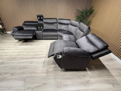 DFS Trek Style Fabric 2 Corner 2 Power Recliner Sofa + Console - RRP £2,499