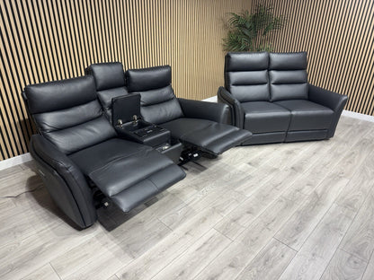 SCS  Cleveley Leather 2+2 Seater Power Recliner/Headrests + Console  - RRP £2898