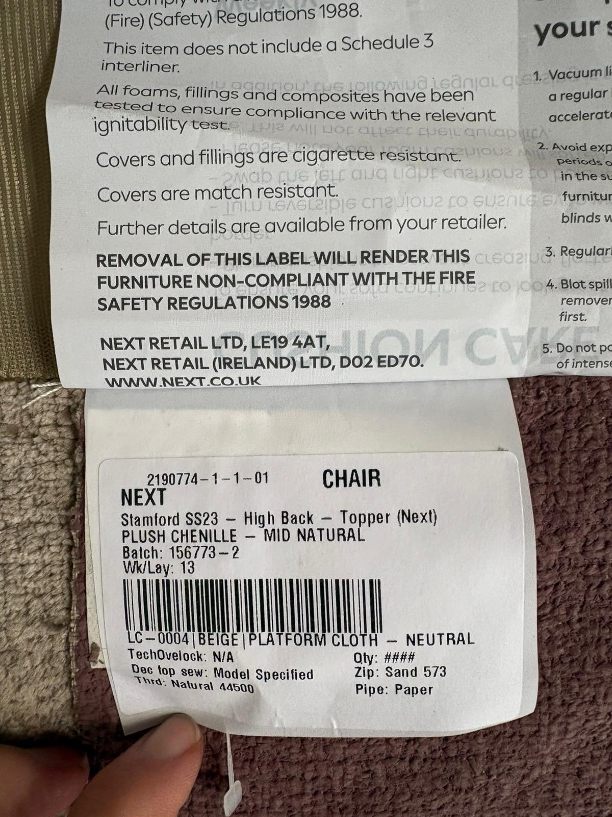 NEXT - Stamford Fabric Armchair, Plush Chenille Mid Natural - RRP £750