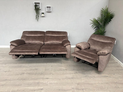 DFS - FAXON Fabric 3 Seater Sofa + Armchair, Power Recliner Sofa Set - RRP £1548
