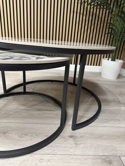Furniture Village - Yoyo Nest Of Round Coffee Tables, White  - RRP £569