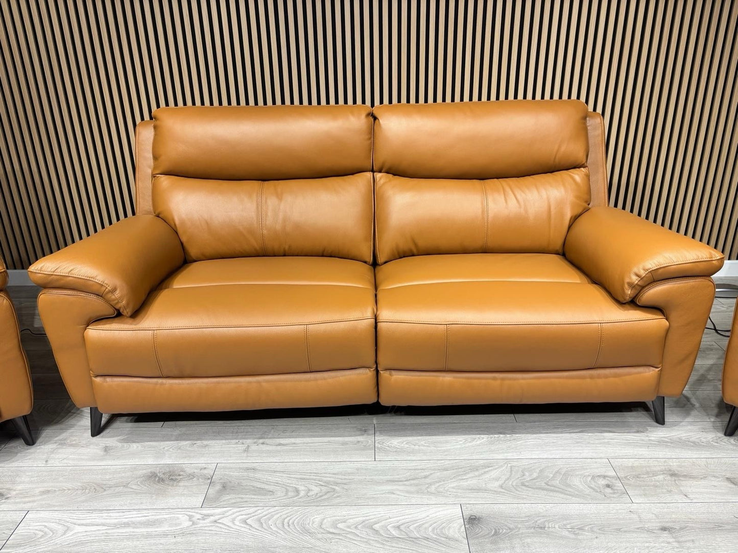 Furniture Village PANACHE Style Leather 3 Seater Sofa + 2 x Armchairs, Power