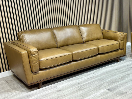 John Lewis Sample VALENCIA Leather 3 Seater Sofa, Caramel - RRP £2299