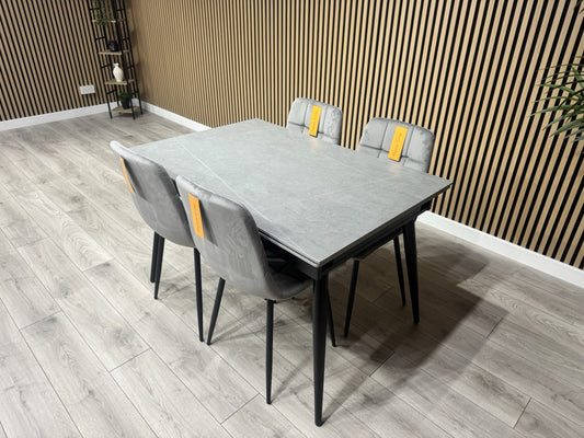 NEXT Sample - VERONA Marble Effect Extending Dining Table + 4 x Chairs RRP £1799