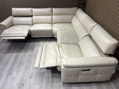 Furniture Village MOET Leather 2 Corner 2 Power Recliner Sofa + Stool RRP £5,390