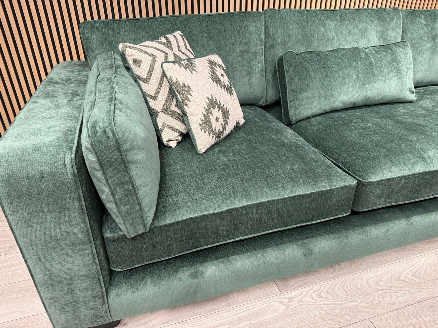 Sofology CAVALLI Style Fabric Open Chaise RHF Corner Sofa + Footstool - RRP £5398