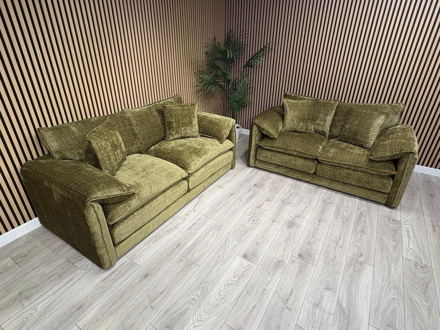 SOLICE Fabric 3 Seater + 2 Seater Sofa Set, Green - RRP £2,498