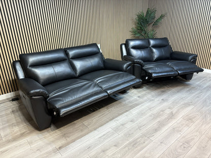 NAVONA 3 Seater + 2 Seater Leather Sofa Set, Power Recliners - RRP £3,498