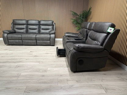 DFS Vinson Fabric 3+2 Seater Power Recliner Sofa Set + Console  - RRP £3899