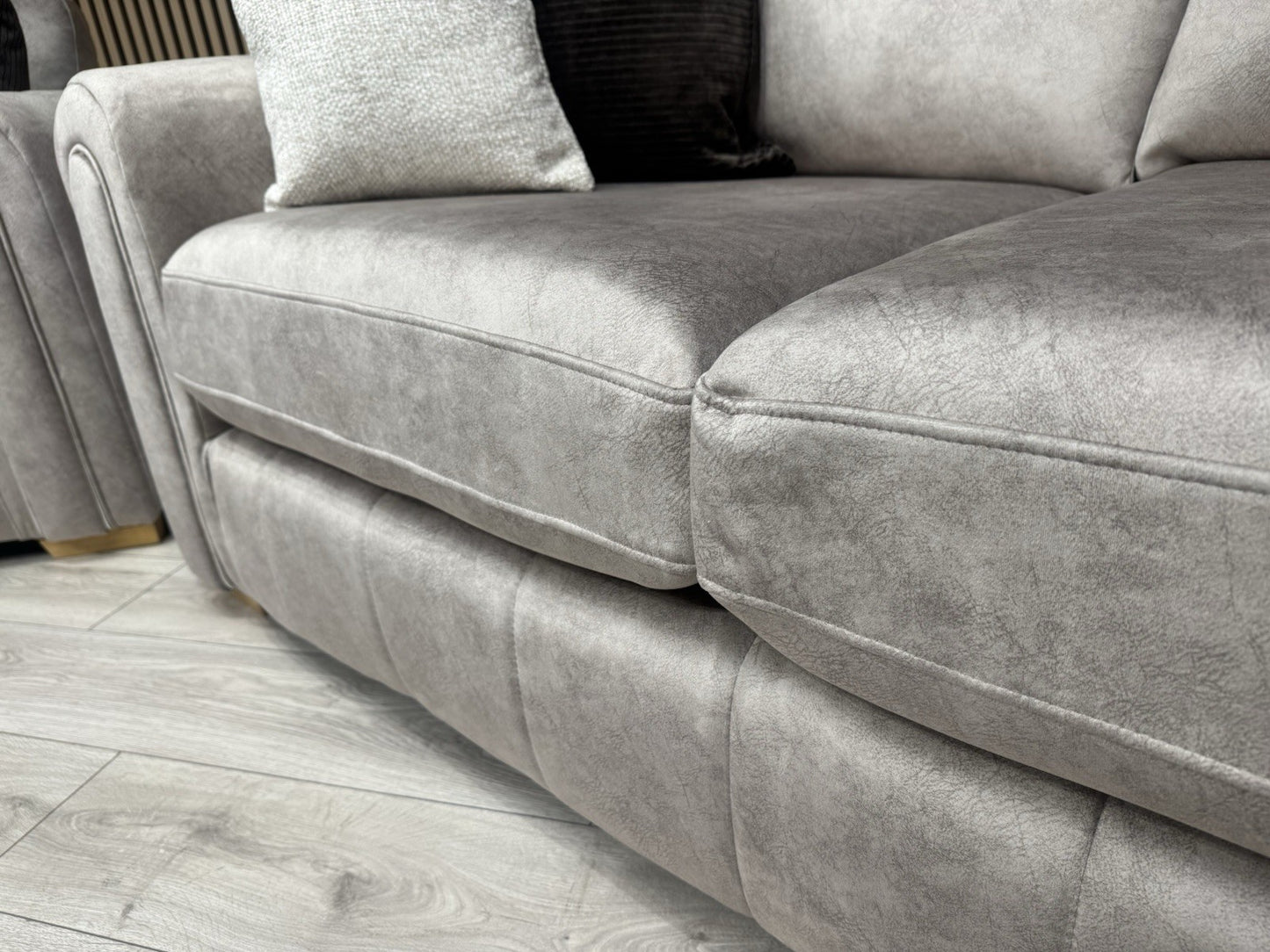 DEVINE Glamour Fabric 3 Seater + 2 Seater Sofa Set, Stone - RRP £2,598