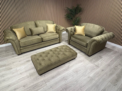 A&J Victoria Fabric 3 Seater Sofa + Love Chair + Footstool Set - RRP £4897