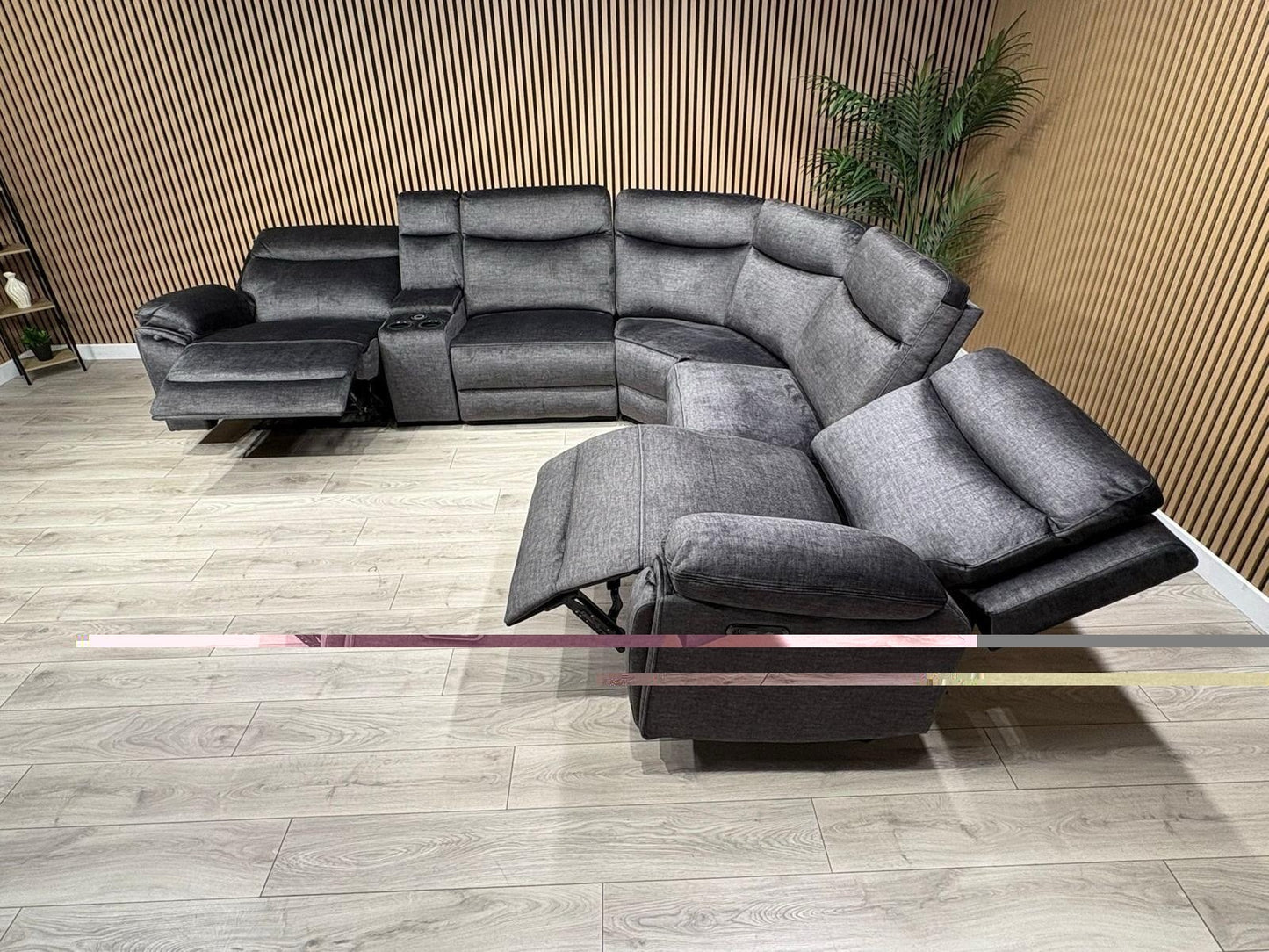 DFS Trek Style Fabric 2 Corner 2 Power Recliner Sofa + Console - RRP £2,499