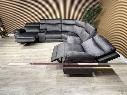 DFS Trek Style Fabric 2 Corner 2 Power Recliner Sofa + Console - RRP £2,499
