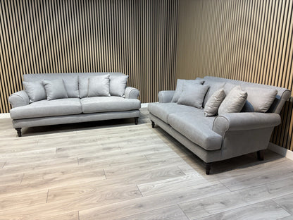 Laura Ashley LYNDEN Style Fabric 3 Seater + 2 Seater Sofa Set, Grey - RRP £2,500