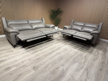 Furniture Village PANACHE Style Leather 3 + 2 Seater Power Recliner Sofa Set