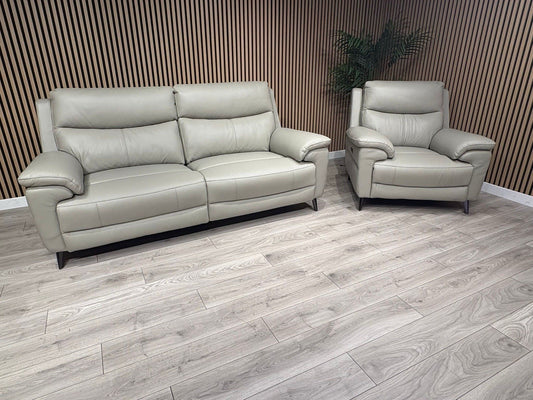 Furniture Village PANACHE Style Leather 3 Seater + Chair Power Recliner Sofa Set