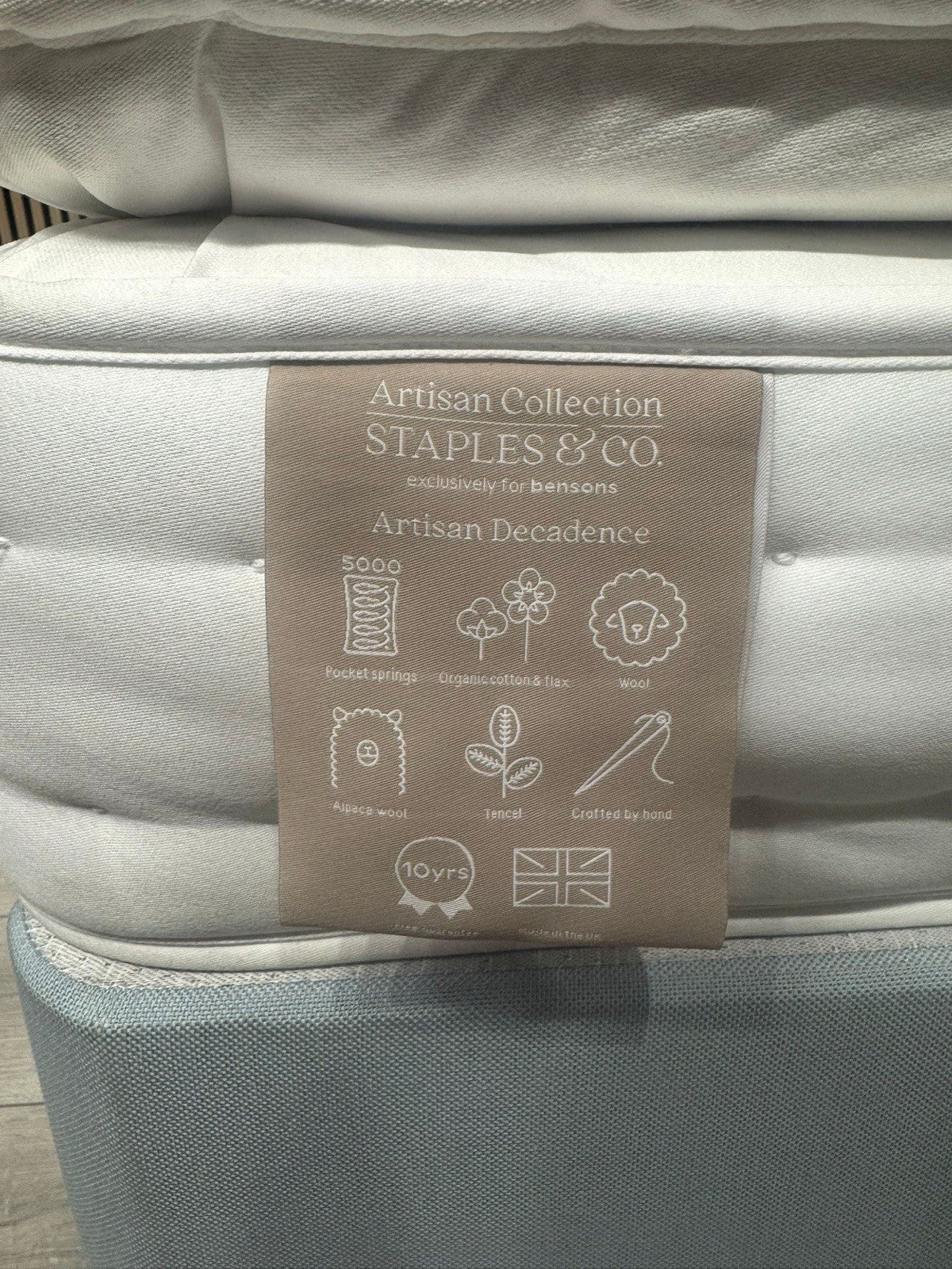 Staples and Co. Artisan DECADENCE 5ft Kingsize Mattress, Medium - RRP £1,399