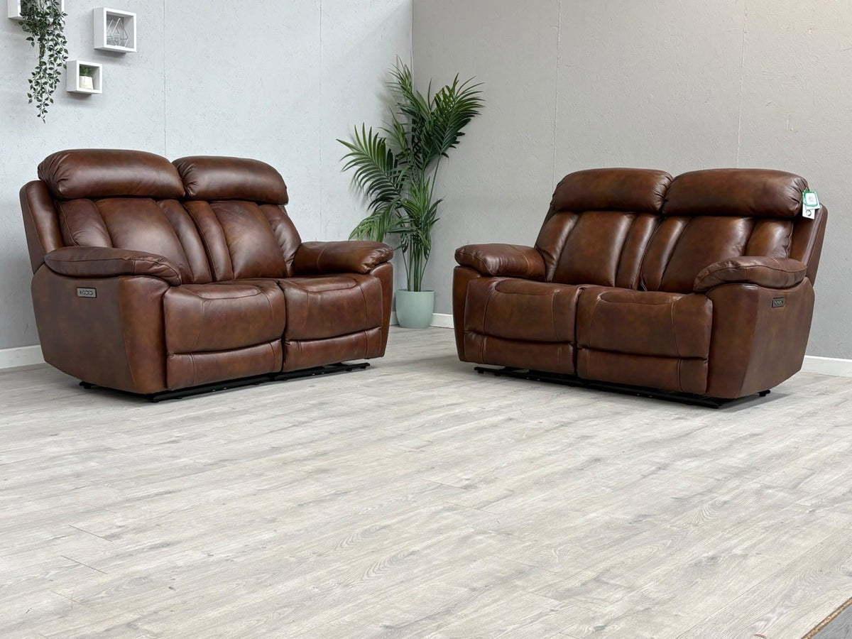 DFS Bravado Leather 2+2 Seater Power Recliner Sofa Set - RRP £3798