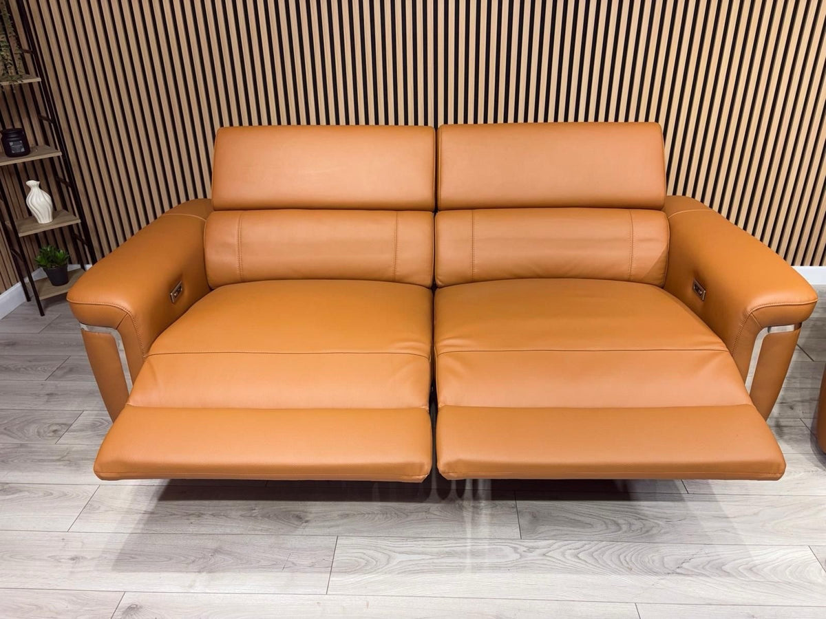 VENICE Leather 3 Seater + 2 Seater Console Power Recliner Sofa Set - RRP £4,598