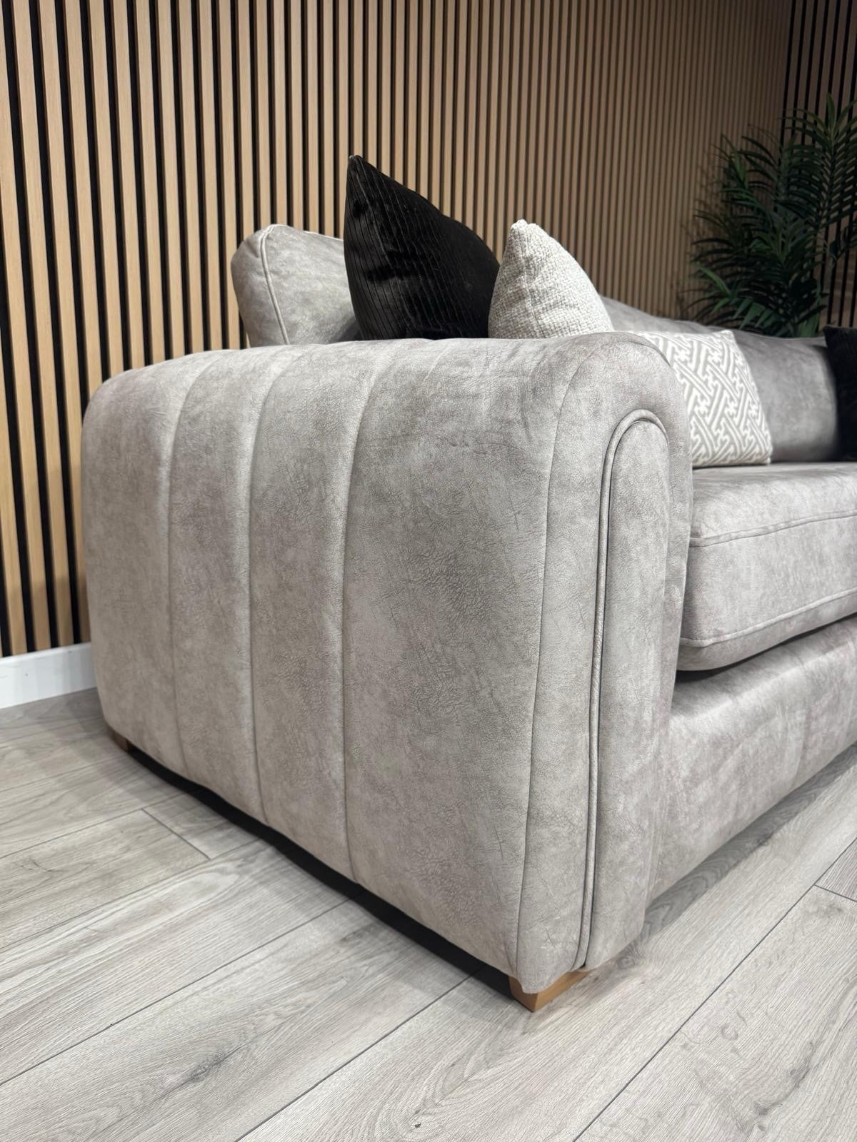 DEVINE Glamour Large Fabric 2 Corner 2 Sofa, Gemini Silver - RRP £2,895