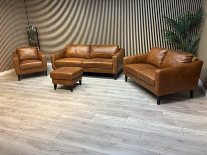 John Lewis BAILEY Style Leather 3 + 2 Seater Sofas, Armchair + Stool - RRP £4648