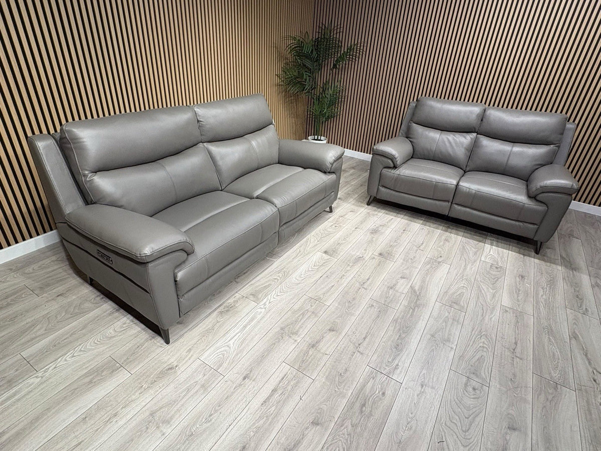 Furniture Village PANACHE Style Leather 3 + 2 Seater Power Recliner Sofa Set