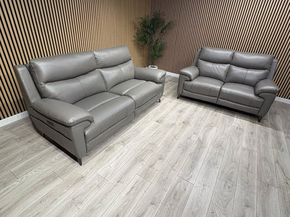 Furniture Village PANACHE Style Leather 3 + 2 Seater Power Recliner Sofa Set