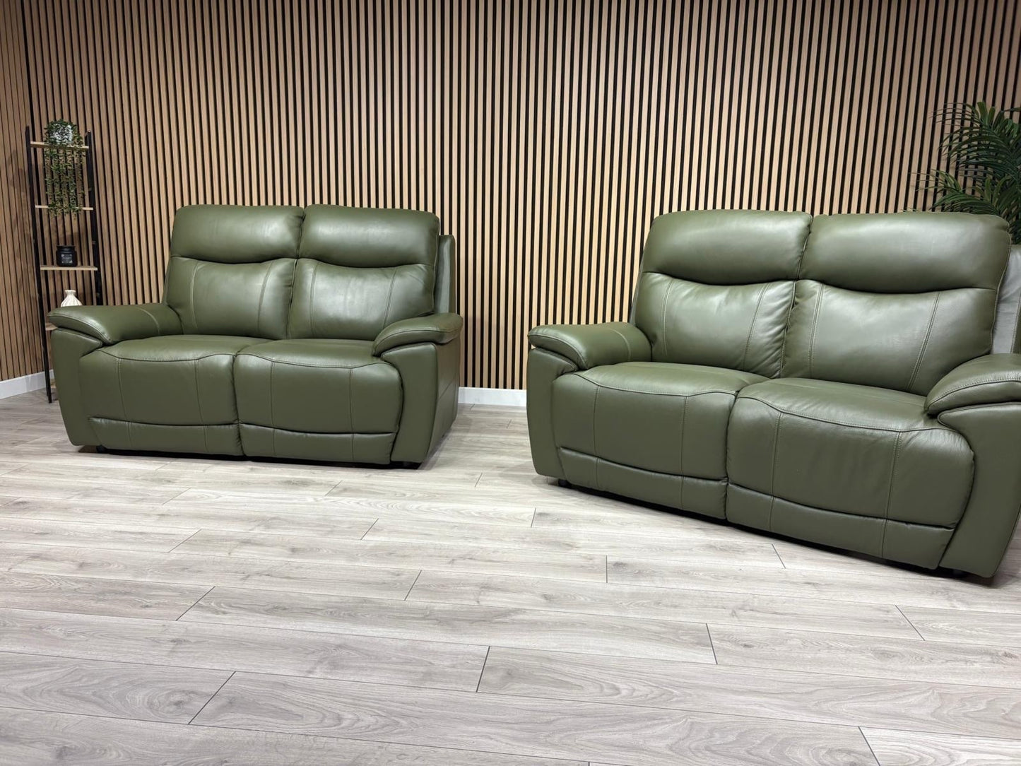 Furniture Village - SLOANE Leather 2 x 2 Seater Sofa Set, Oslo Pine - RRP £2,190