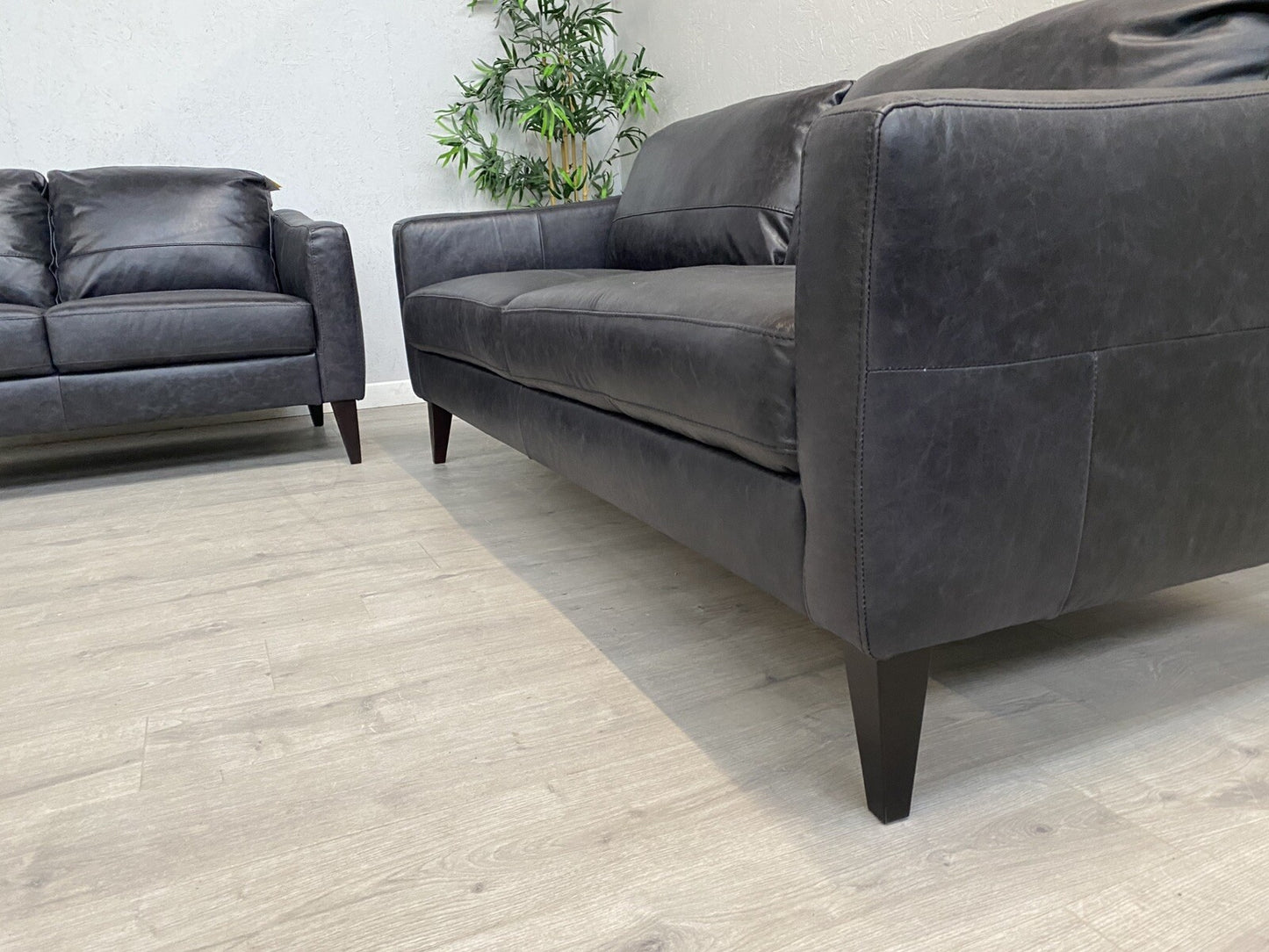 John Lewis BAILEY Style Leather 3 Seater + 2 Seater Sofa Set, Black - RRP £3,498