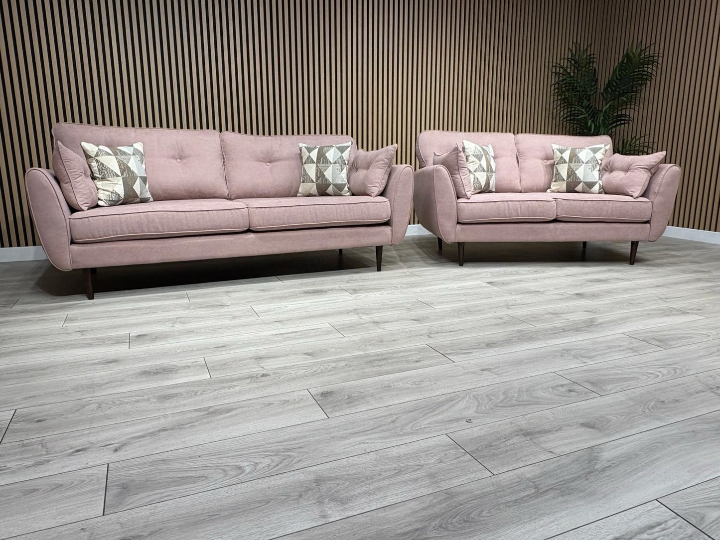 DFS - Zinc 3 & 2 Fabric Seater Sofa Set RRP £1799 Pink