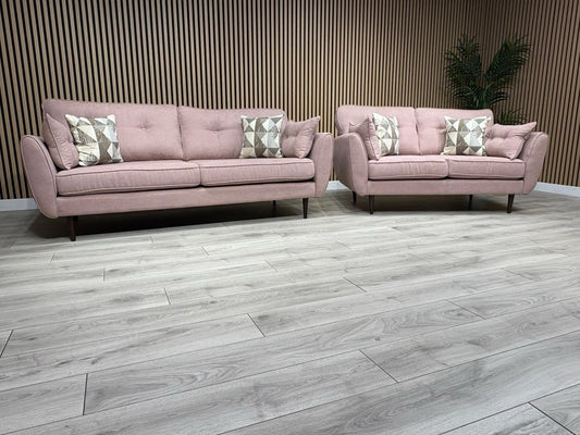 DFS - Zinc 3 & 2 Fabric Seater Sofa Set RRP £1799 Pink