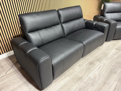 DFS Sample Bellagio Leather 3 Seater + 2 Seater Sofa Set, Power Recliners RRP: £3840