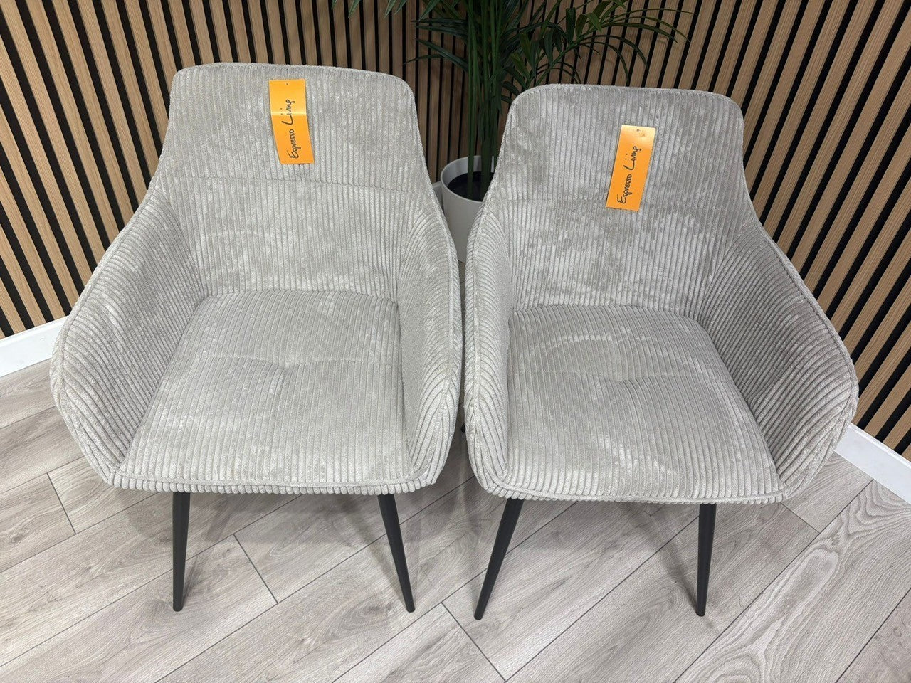 NEXT Sample - Light Grey Corduroy Dining Chairs