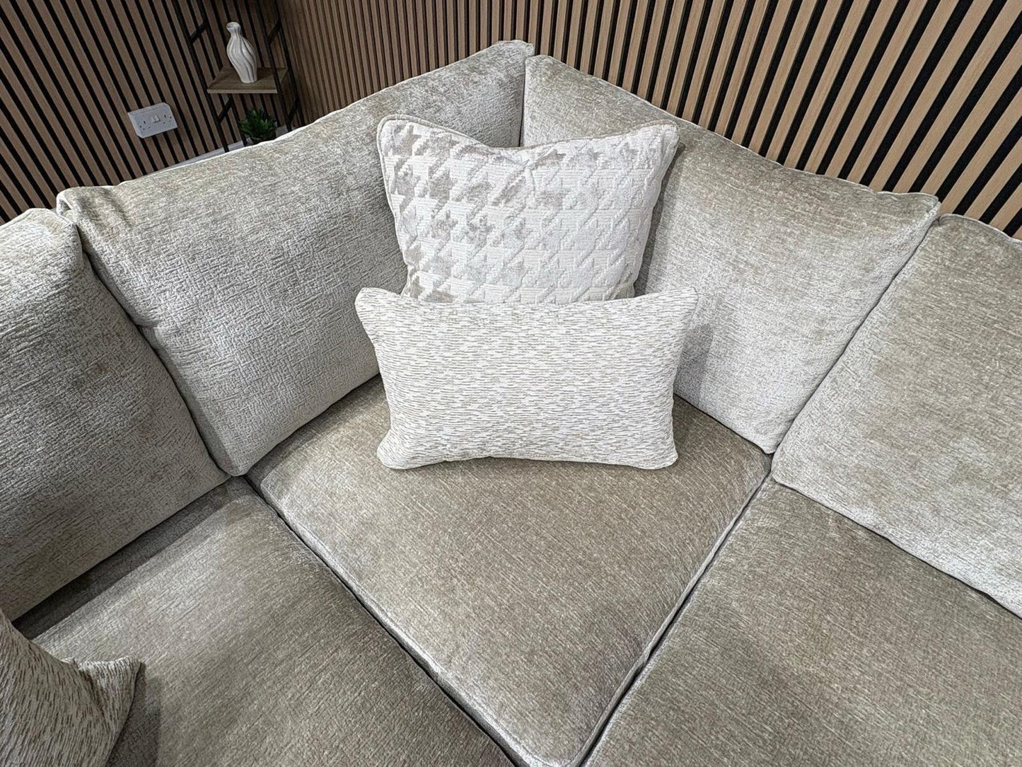 Ashley Manor ADISA Fabric LHF Corner Sofa Set, Pebble - RRP £2,999