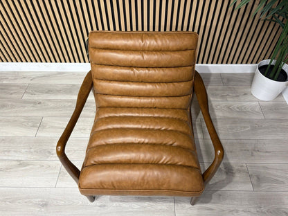 John Lewis Sample - Mid Century Faux Leather Accent Chair, Tan Brown - RRP £1099
