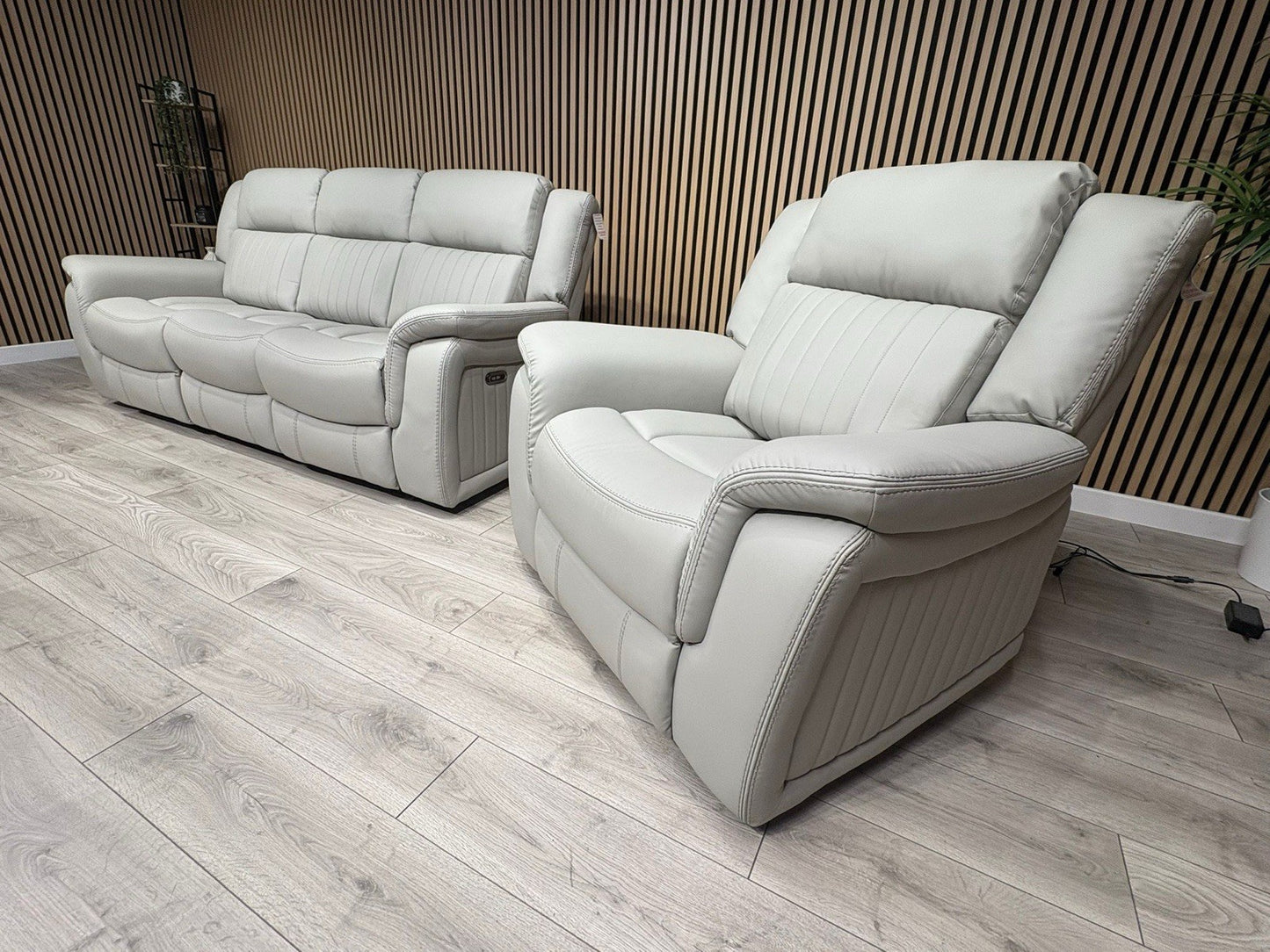 DOMINO Leather 3 Seater Sofa + Armchair Set, Power Recliners - RRP £2,795