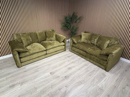 SOLICE Fabric 3 Seater + 2 Seater Sofa Set, Green - RRP £2,498