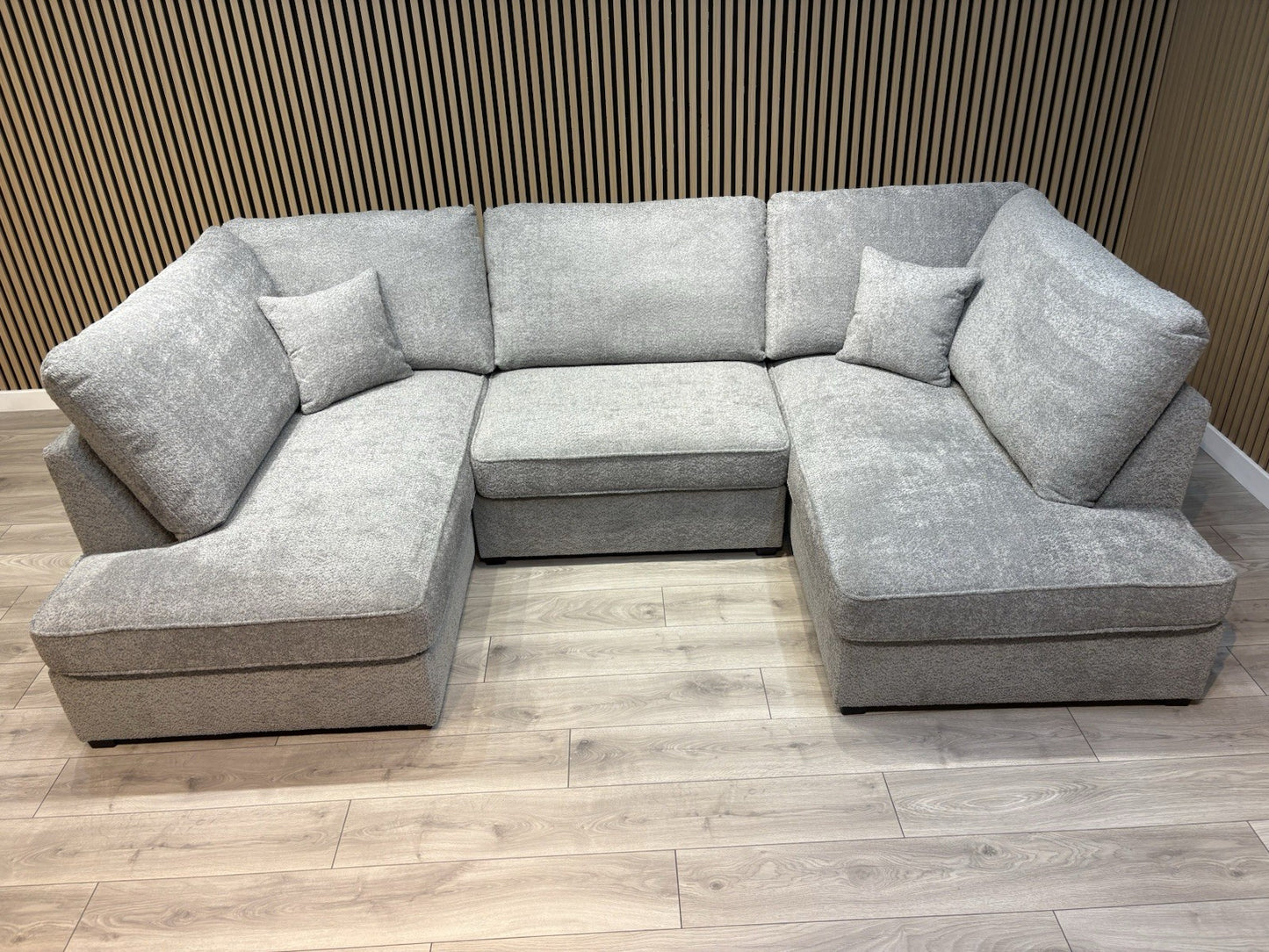 CARNABY Premium Fabric U Shaped Corner Chaise Sofa + Footstool - RRP £1,999